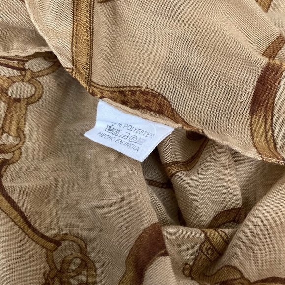 Gold Equestrian Bridle Rope & Chain Print Scarf Neck Wrap - Picture 5 of 7